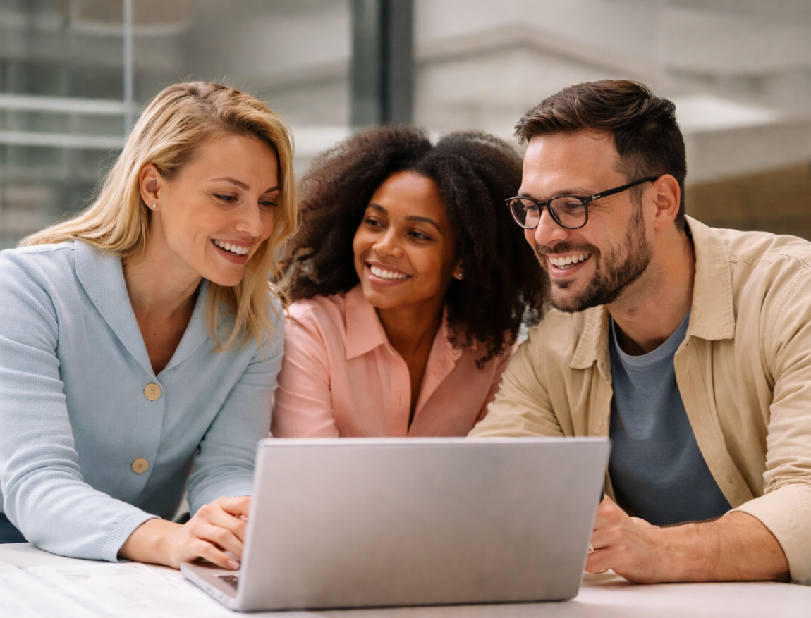 Team collaborating on social media content with BlinkPost